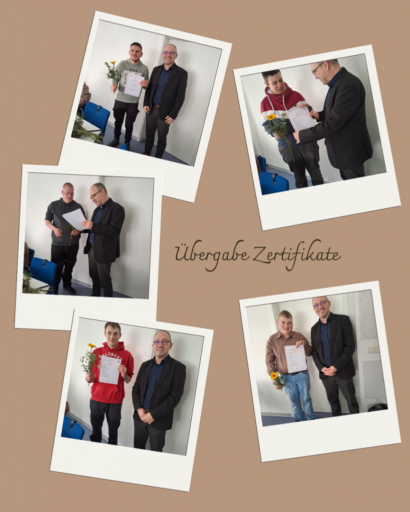 Übergabe Zertifikate 1 Übergabe Zertifikate